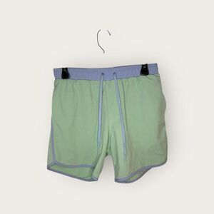 Minnow Men’s Swim Trunks Color-block Green Blue Size Small